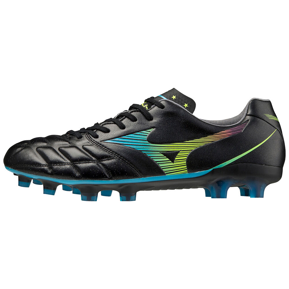 Chuteiras Mizuno Rebula Cup Japan - Homem - Pretas/Azuis Turquesa - TEHNQ8926